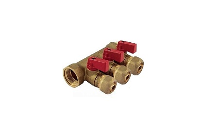 Коллектор с шаровыми кранами и соединителями Tiemme арт.1842 1" T2-PE-X 16x2,2 (кр.ручки) 1820061