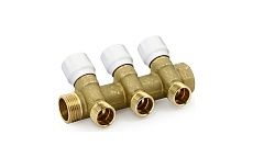 Коллектор Uni-Fitt НВ 3/4", 2х1/2", Н 40 мм, с вентилями 400G3220