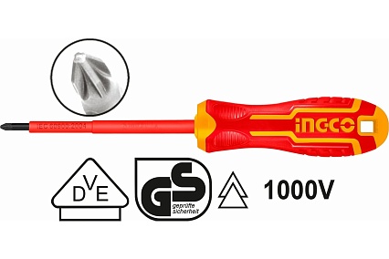 Диэлектрическая крестовая отвертка Ingco PZ1x80 мм HISD81PZ180