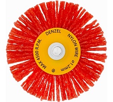 Щетка для дрели 65 мм, плоская, со шпилькой, нейлоновая щетина Denzel 74433