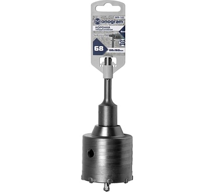 Коронка твердосплавная с адаптером по бетону Basis (68х50х160 мм; SDS-plus) MONOGRAM 089-182