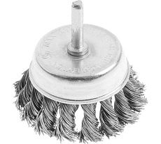 Щетка чашка металлическая со шпилькой (75 мм; крученая проволока) для дрели Тундра 1032355