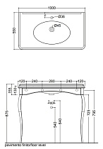 Раковина-консоль Kerasan Retro 1049K0 bi*1 cr legs 100 см (с 1 отв. под смеситель)