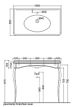 Раковина-консоль Kerasan Retro 1049K0 bi*1 cr legs 100 см (с 1 отв. под смеситель)