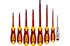Набор диэлектрических отверток Зубр ПРОФЕССИОНАЛ 1000 В,SL 3, 5, 6 / PH 1, 2 / PZ 1, 2, тестер 100-250 В, в кейсе, 8 предметов 25268