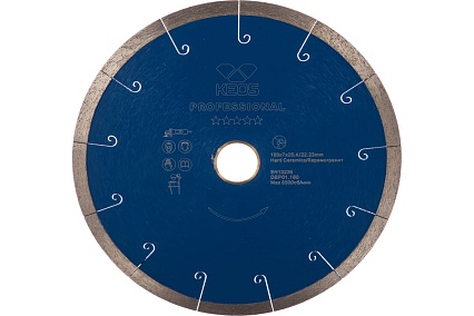 Диск алмазный Professional по керамограниту (180х25.4/22.2) для плиткорезов KEOS DBP01.180