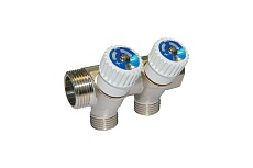Коллектор с вентилями Comisa 3/4-1/2-2 выхода, никель 8820050
