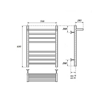 Полотенцесушитель водяной Point PN10156SP П7 50x60, с полкой, хром