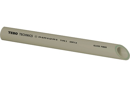 Труба TEBO PPR 25x3,5мм SDR7, 4 армированная стекловолокном, 4м, серый 031010503