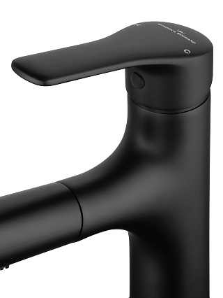 Смеситель для раковины Wonzon&Woghand WW-AE4151-MB выдвижной излив, черный матовый