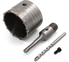 Сверло корончатое по бетону 80 мм, YG8C + переходник SDS-Plus 22х110 мм KUBIS 07-02-3801