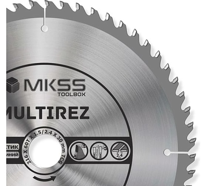 Диск пильный универсальный MKSS Toolbox MU2160 216x60Тх1.5/2.4x30мм Multirez MU21606030