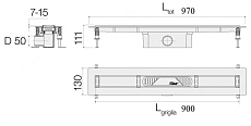 Решетка Valsir Linea VS0701934 90 см для трапа под плитку