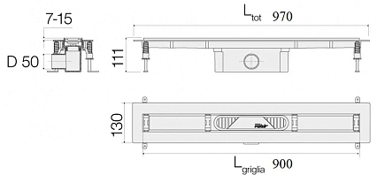 Решетка Valsir Linea VS0701934 90 см для трапа под плитку