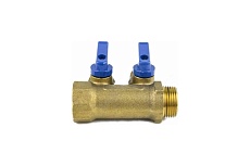 Коллектор Aquasfera латунь, шаровой кран, синий, 3/4&quot;, 4 выхода, 1/2&quot;, 35 мм 9025-03 027-8992