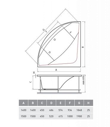 Акриловая ванна Vayer Boomerang 140x140