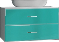 Тумба со столешницей Marka One Mix 60 см, подвесная, 2 ящика, стекло