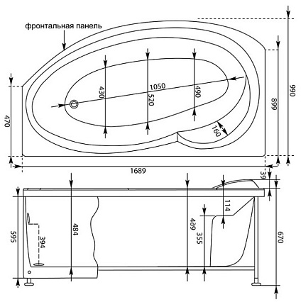 Акриловая ванна Aquanet Jersey 170x100 L