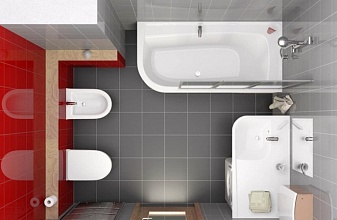 Сдержанная скандинавия с яркими нотами для ванной комнаты