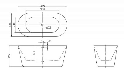 Акриловая ванна BelBagno BB306-1395 139.5x68 белый