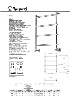 Полотенцесушитель водяной Margaroli Sole 442-4 хром