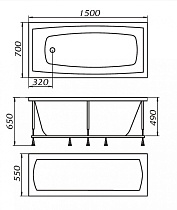 Акриловая ванна Marka One Viola 150x70