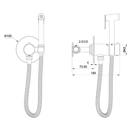 Смеситель Oliveeka Y-Line OL-829909-CR с гигиеническим душем, термостат, хром