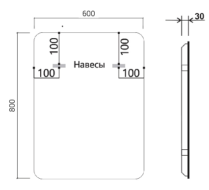 Зеркало Vincea VLM-3VC600-2 60x80 см, сенсорный выключатель и диммер, антипар