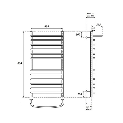 Полотенцесушитель электрический Point PN05148SPE П11 40x80 с полкой, хром