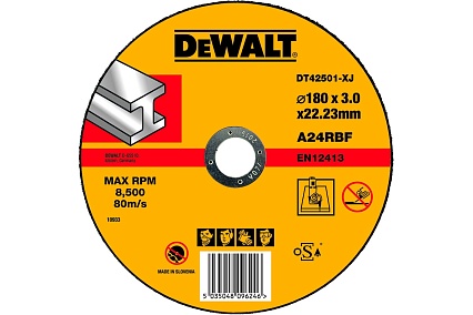 Диск отрезной по металлу (180х22.2 мм) для УШМ DeWalt DT 42501