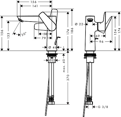 Смеситель для раковины Hansgrohe Talis E 71754000