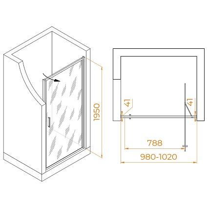 Душевая дверь RGW Stilvoll SV-05B 100x195 Smart Line Black, черный 70320510-194