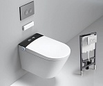 Электронный подвесной унитаз-биде Timo TЕ-751B с инсталляцией и черной матовой кнопкой