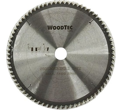 Пила дисковая 250х3.2/2.2x30 мм, Z72 WZ Woodtec ИН 299118
