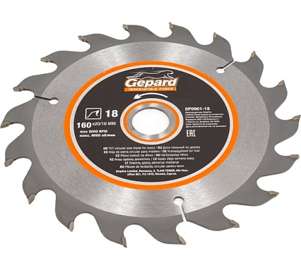 Диск пильный 160x20/16 мм, 18 зубьев Gepard GP0901-18