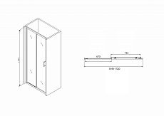 Душевая дверь Abber Schwarzer Diamant 150x195, черный AG30150B