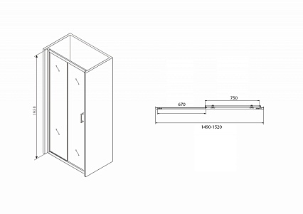 Душевая дверь Abber Schwarzer Diamant 150x195, черный AG30150B