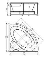 Акриловая ванна Aquatek Поларис-2 155х155 см POL2-0000041 с фронтальной панелью