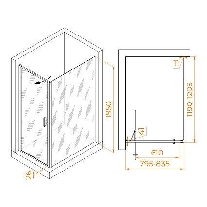 Душевой уголок RGW Stilvol SV-145B (SV-05B + Z-050-2B) 80x120 прозрачное, черный 703214582-14