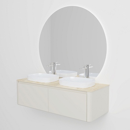 Мебель для ванной Black&White Universe U916.1600-2 Double 160 см, бежевый, две раковины Мебель для ванной Black&White Universe U916.1600-2 Double 160 см, бежевый, две раковины