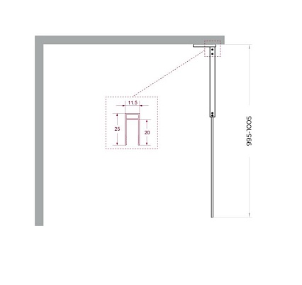 Душевая перегородка Belbagno UNO-L-1-TB-100-C-GM 100x200 прозрачная, оружейная сталь
