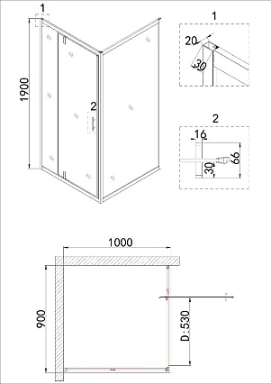 Душевой уголок Niagara Nova NG-43-9AG-A100G 90x100 прозрачный, золото