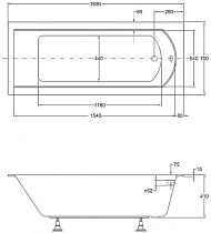 Акриловая ванна Besco Shea Slim 170x70