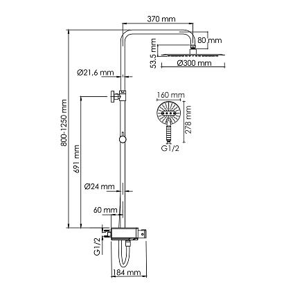 Душевая стойка WasserKRAFT A113.116.059.CH Thermo с термостатом, хром