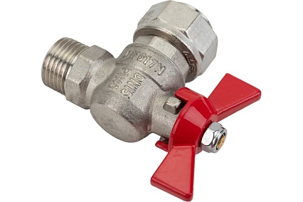 Шаровой кран Valtec BASE угловой с накидной гайкой 1/2х3/4 нар.-вн. VT.267.N.0405