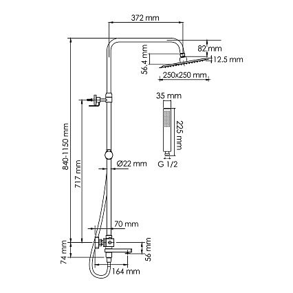 Душевая стойка WasserKRAFT A299.255.218.BM Thermo с термостатом, черный