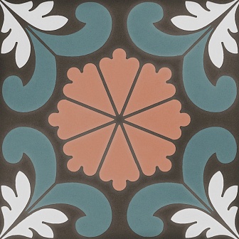 Керамогранит DNA Tiles Sync Flower Blue 15x15 см, 125634