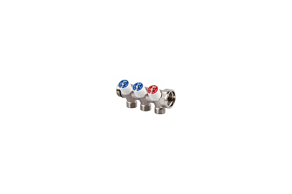 Распределительный коллектор со встроенными клапанами SR Rubinetterie 3/4"х1/2", на 3 выхода 0054-2000N300