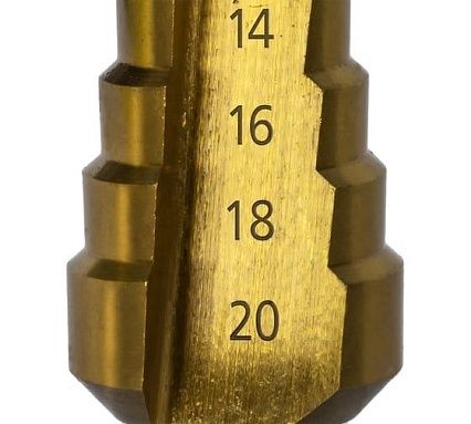Сверло по металлу ступенчатое 4-20 мм шаг 2 мм TIN ПРОФИ Практика 798-317