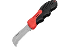 Складной нож электрика, изогнутое лезвие, эргономичная двухкомпонентная рукоятка Matrix 78986